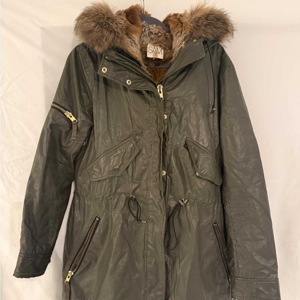 SAM. Women's Olive Utility Jacket with Fur Hood
